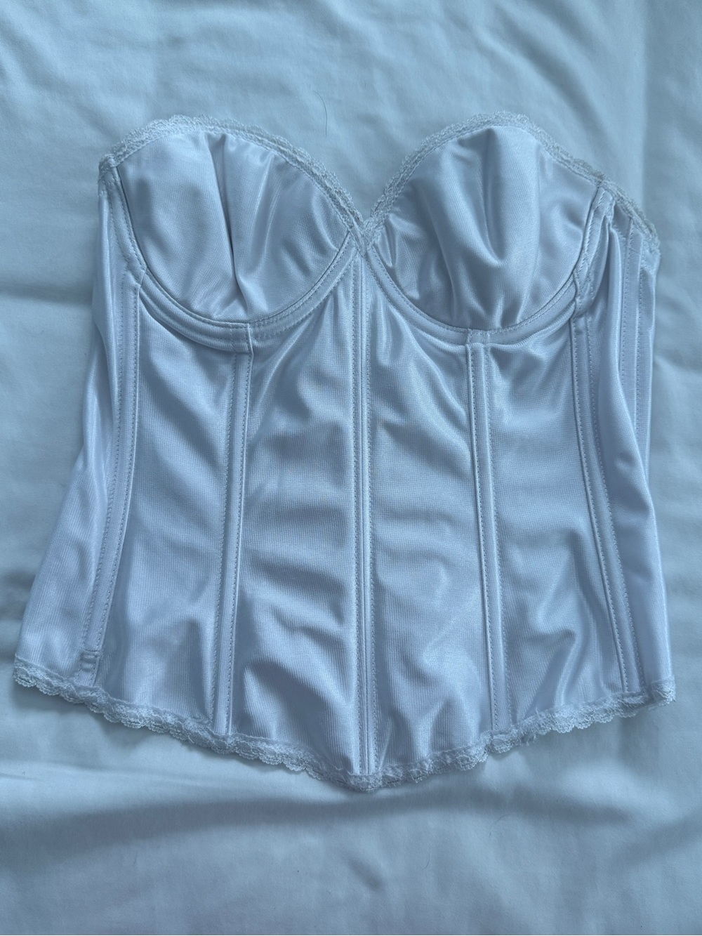 White Satin Strapless Bustier Corset Top